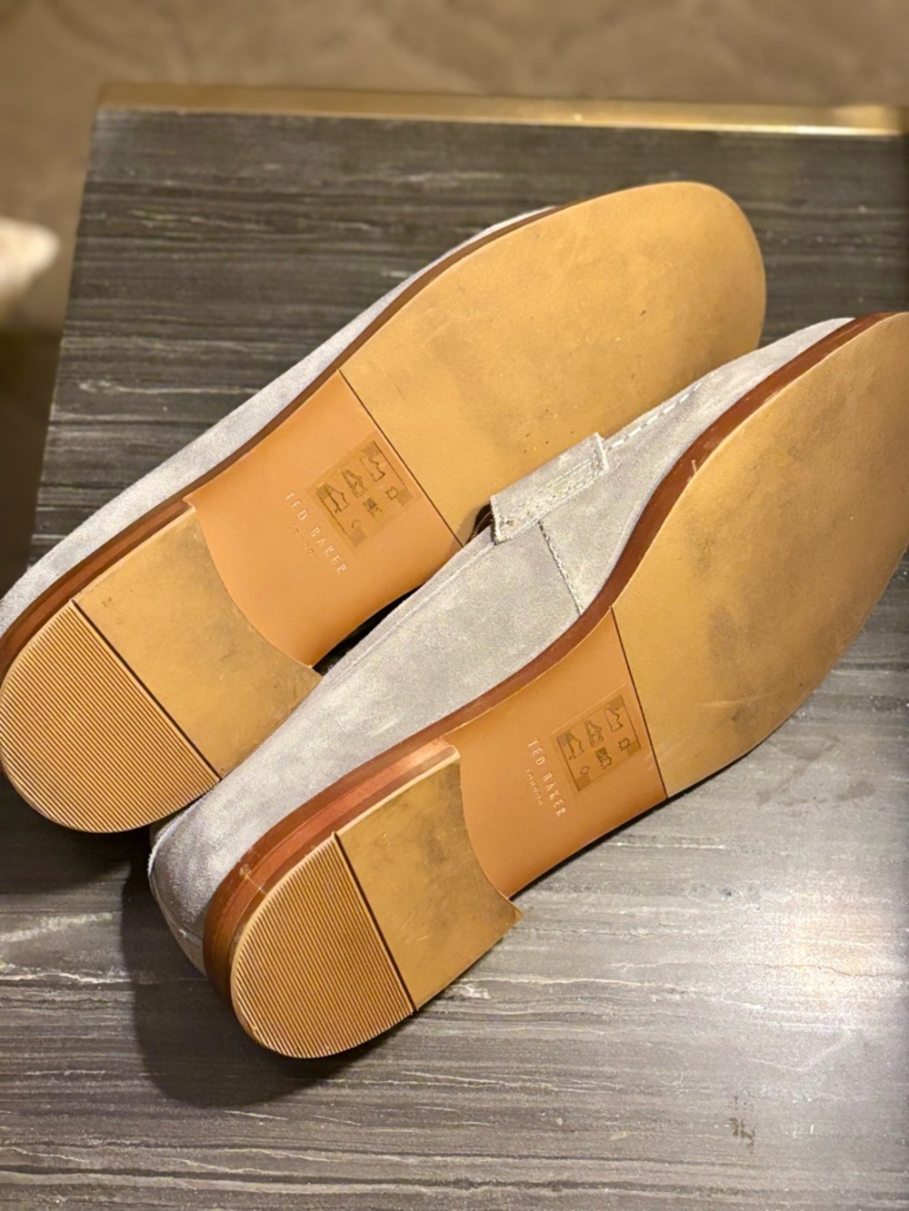 Ted Baker Men's Suede Slip-On Loafers in Light Gray 12